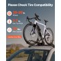 VEVOR Portabicicletas Vertical Plegable, con Sistema de Bloqueo y Brazo Ajustable para Barras Transversales con Ranura en T, para Coche, SUV, Carga 15 kg, Color Negro, para Rueda de 508 a 737 mm