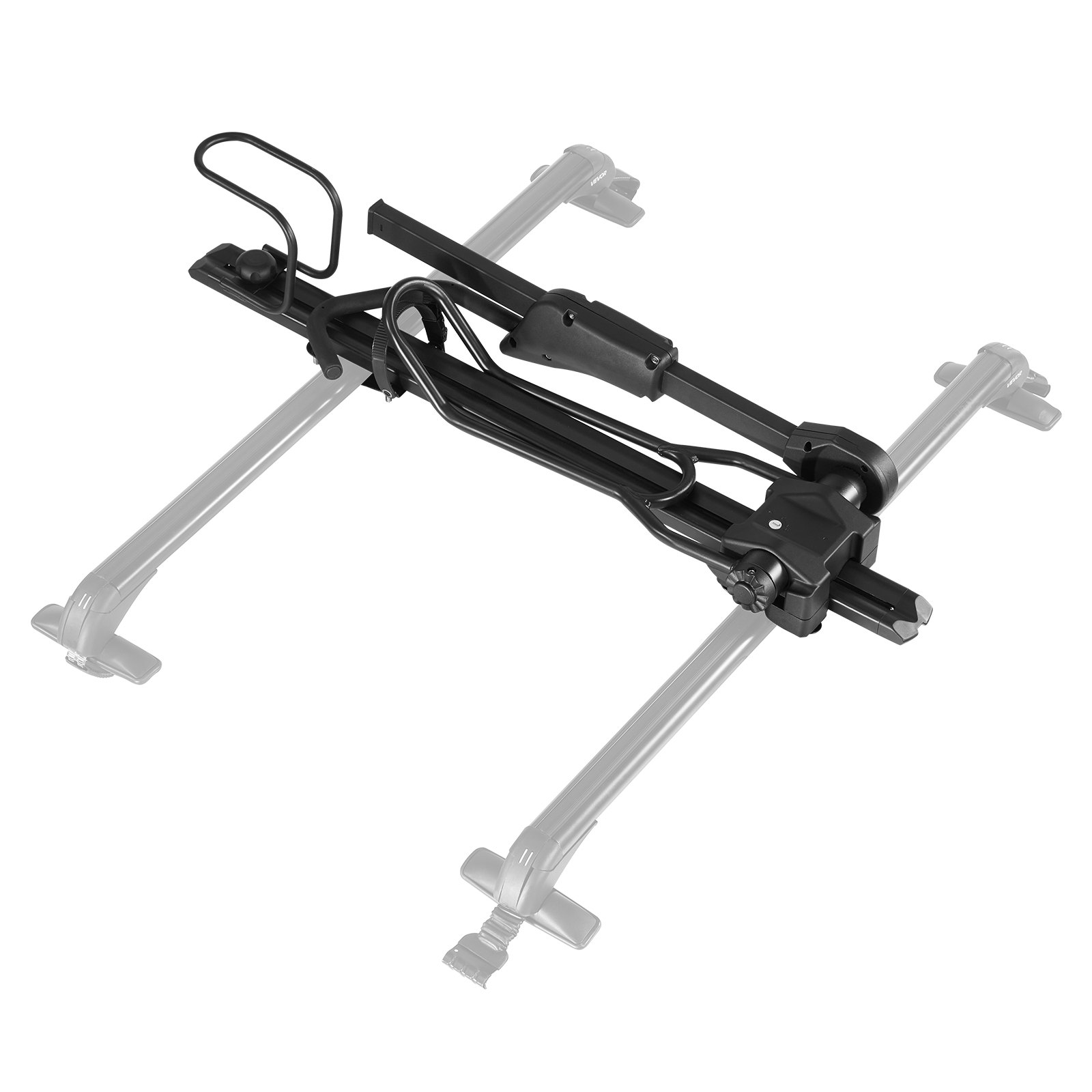 VEVOR Portabicicletas Vertical Plegable, con Sistema de Bloqueo y Brazo Ajustable para Barras Transversales con Ranura en T, para Coche, SUV, Carga 15 kg, Color Negro, para Rueda de 508 a 737 mm