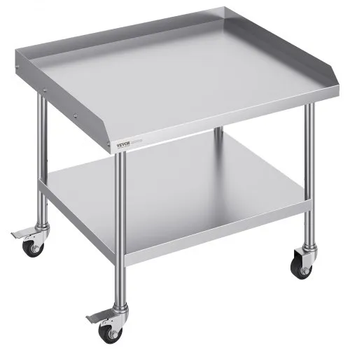 VEVOR Mesa de Trabajo de Acero Inoxidable Mesa de Trabajo Comercial para Preparación de Alimentos con 4 Ruedas Salpicadero de 3 Lados Mesa de Trabajo 762x914x762 mm Mesa de Trabajo para Restaurante