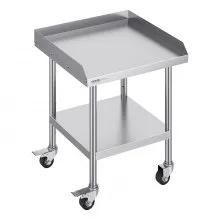 VEVOR Mesa de Trabajo de Acero Inoxidable Mesa de Trabajo Comercial para Preparación de Alimentos con 4 Ruedas Salpicadero de 3 Lados Mesa de Trabajo 610x610x762 mm Mesa de Trabajo para Restaurante