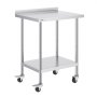 VEVOR Stainless Steel Work Table, Commercial Food Preparation Work Table with Wheels, Preparation Work Table, Height Adjustable Work Table for Restaurants and Hotels, 610 x 762 x 1005.6 mm