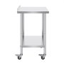 VEVOR Stainless Steel Work Table, Commercial Food Preparation Work Table with Wheels, Preparation Work Table, Height Adjustable Work Table for Restaurants and Hotels, 610 x 762 x 1005.6 mm