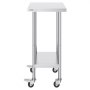 VEVOR stainless steel work table, preparation table 610 x 457 x 954.6 mm, 290 kg load capacity, with 4 wheels, 3 adjustable height levels, food preparation work table for commercial restaurants