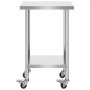 VEVOR stainless steel work table, preparation table 610 x 457 x 954.6 mm, 290 kg load capacity, with 4 wheels, 3 adjustable height levels, food preparation work table for commercial restaurants