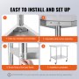 VEVOR Mesa de Trabajo de Acero Inoxidable Mesa de Preparación con 4 Ruedas 3 Niveles de Altura Ajustable Mesa de Trabajo de Preparación de Alimentos para Cocinas Restaurantes Comerciales 762x457mm
