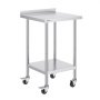 VEVOR Mesa de Trabajo de Acero Inoxidable 610x610x1005.6 mm Mesa de Preparación de Alimentos con 4 Ruedas Mesa de Cocina Estante Ajustable en Altura para Cocina Restaurante Bar Garaje al Aire Libre
