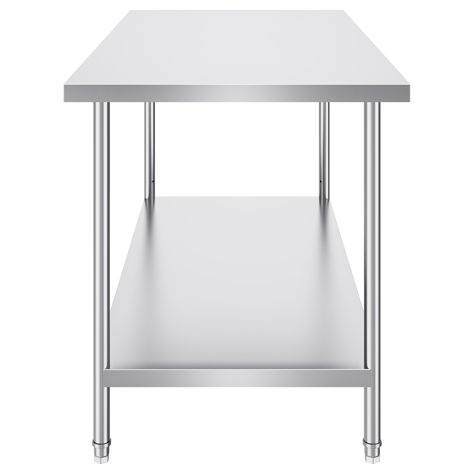 VEVOR Stainless Steel Preparation Table, Robust Metal Work Table with 3 Adjustable Height Levels, Commercial Workstation for Kitchen, Garage, Restaurant, Backyard 762 x 1524 x 864 mm