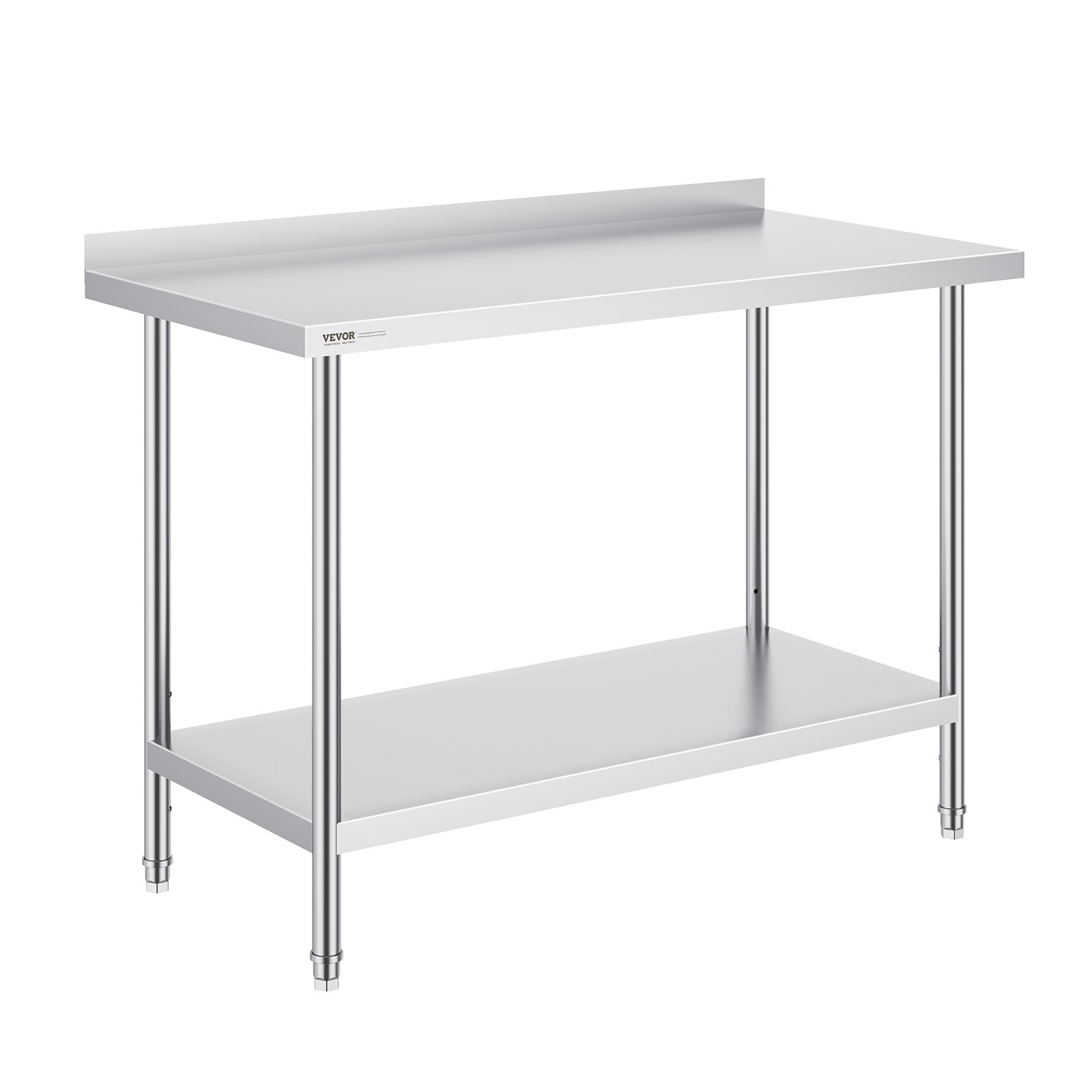 VEVOR stainless steel work table, commercial work table for food preparation, robust metal work table with adjustable height for restaurants, homes and hotels, 610 x 1219 x 914 mm