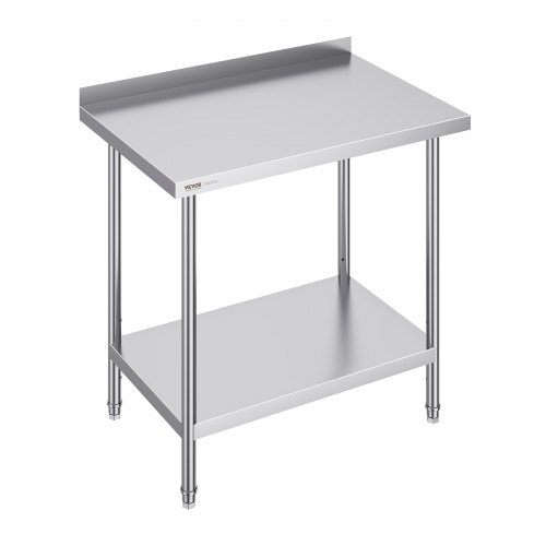 VEVOR Mesa de Trabajo de Acero Inoxidable 61x91,4x91,4 cm Mesa de Preparación de Alimentos Duradera Altura Ajustable Unidad de Almacenamiento de Alimentos para Cocina Restaurante Bar Hotel Hogar