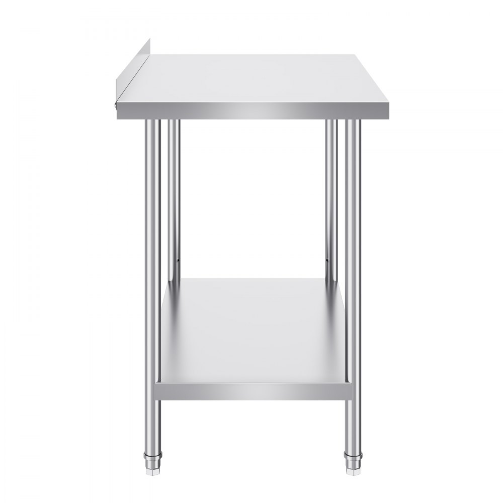 VEVOR stainless steel work table, commercial work table for food preparation, robust metal work table with adjustable height for restaurants, homes and hotels, 610 x 914 x 914 mm