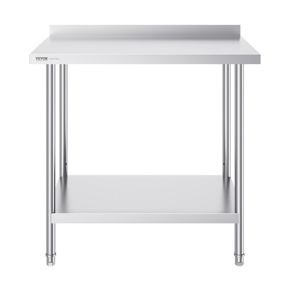 VEVOR Mesa de Trabajo de Acero Inoxidable 61x91,4x91,4 cm Mesa de Preparación de Alimentos Duradera Altura Ajustable Unidad de Almacenamiento de Alimentos para Cocina Restaurante Bar Hotel Hogar