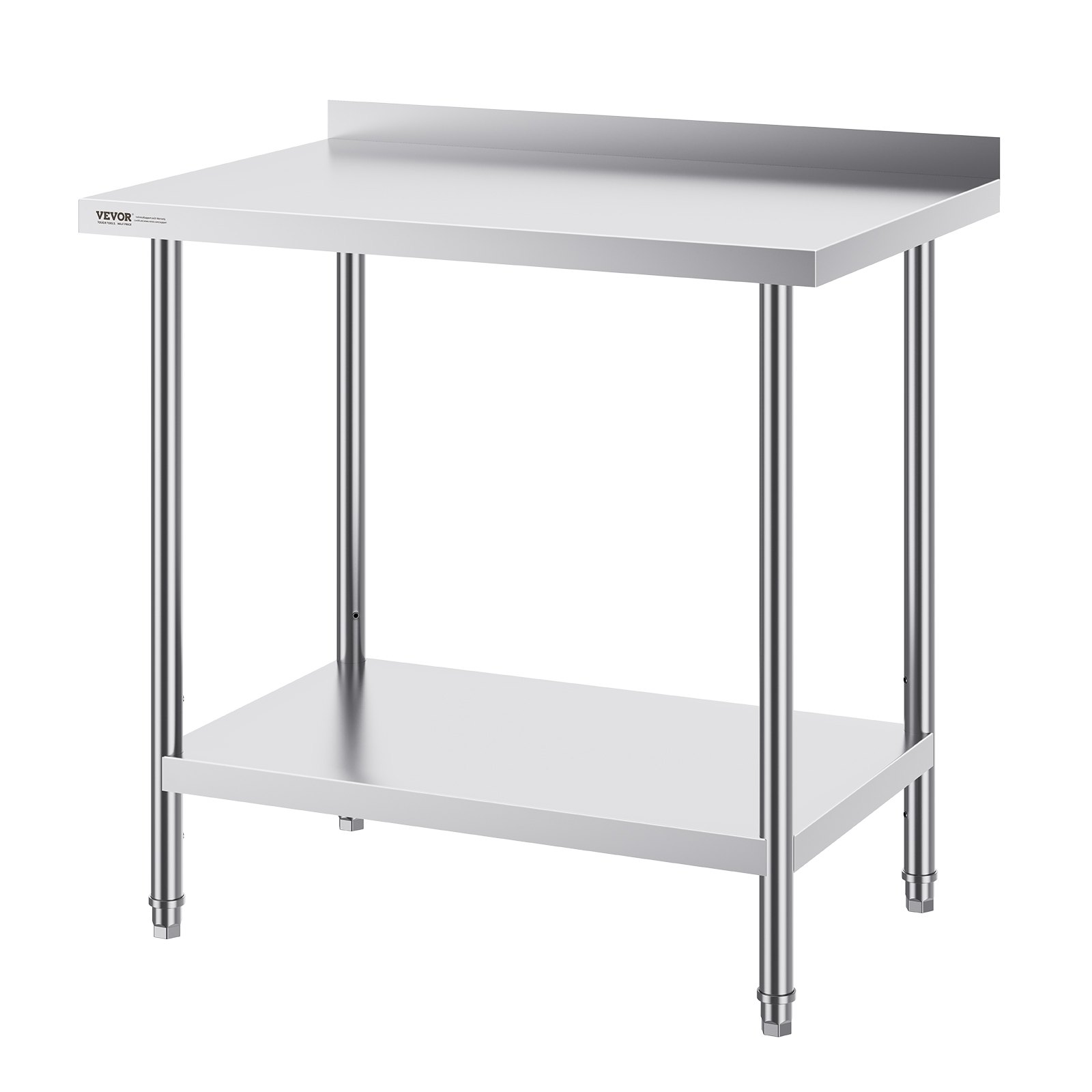 VEVOR stainless steel work table, commercial work table for food preparation, robust metal work table with adjustable height for restaurants, homes and hotels, 610 x 914 x 914 mm