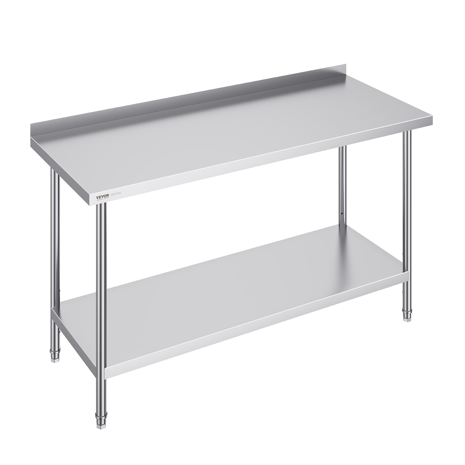 VEVOR stainless steel work table, commercial work table for food preparation, 610 x 1524 x 914 mm robust metal work table with adjustable height for restaurants, homes and hotels