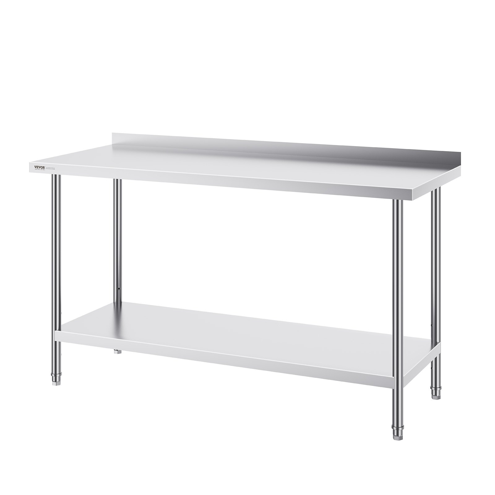VEVOR stainless steel work table, commercial work table for food preparation, 610 x 1524 x 914 mm robust metal work table with adjustable height for restaurants, homes and hotels