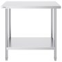 VEVOR Mesa de Trabajo de Acero Inoxidable 61 x 91,4 x 86,4 cm Mesa de Preparación de Alimentos Carga de 340 kg Altura Regulable Unidad de Almacenamiento de Alimentos para Cocina Restaurante Hogar