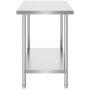 VEVOR Mesa de Trabajo de Acero Inoxidable 61 x 91,4 x 86,4 cm Mesa de Preparación de Alimentos Carga de 340 kg Altura Regulable Unidad de Almacenamiento de Alimentos para Cocina Restaurante Hogar