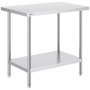 VEVOR Mesa de Trabajo de Acero Inoxidable 61 x 91,4 x 86,4 cm Mesa de Preparación de Alimentos Carga de 340 kg Altura Regulable Unidad de Almacenamiento de Alimentos para Cocina Restaurante Hogar