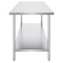 VEVOR Mesa de Trabajo de Acero Inoxidable 76,2x182,9x86,4 cm Mesa de Preparación de Alimentos Carga 417 kg 3 Niveles de Altura Regulables Unidad de Almacenamiento de Alimentos para Cocina Restaurante