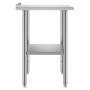 VEVOR Mesa de Trabajo de Acero Inoxidable 2 Niveles, Mesa de Preparación de Alimentos 124,9x61x89,4 cm, Estante Inferior Ajustable, Protector contra Salpicaduras, para Restaurantes, Bares, Hoteles