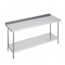 VEVOR Mesa de Trabajo de Acero Inoxidable182,9x61x91,4 cm Mesa de Preparación de Alimentos Duradera Altura Ajustable Unidad de Almacenamiento de Alimentos para Cocina Restaurante Bar Hotel Hogar