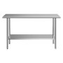VEVOR Mesa de Preparación 2 Niveles Mesa de Trabajo de Acero Inoxidable, Con Estante Inferior Ajustable, Bordes Redondeados, Para Restaurantes, Hoteles, Cocinas, Garajes, 152,4 x 61 x 86,4 cm