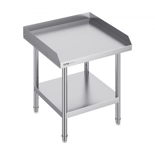 VEVOR Mesa de Trabajo de Acero Inoxidable Mesa de Trabajo Comercial para Preparación de Alimentos Protector contra Salpicaduras de 3 Lados 610 x 610 x 660 mm Altura Ajustable para Restaurantes