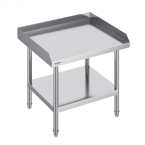 VEVOR Mesa de Trabajo de Acero Inoxidable Mesa de Trabajo Comercial para Preparación de Alimentos Protector contra Salpicaduras de 3 Lados 610 x 711 x 660 mm Altura Ajustable para Restaurantes