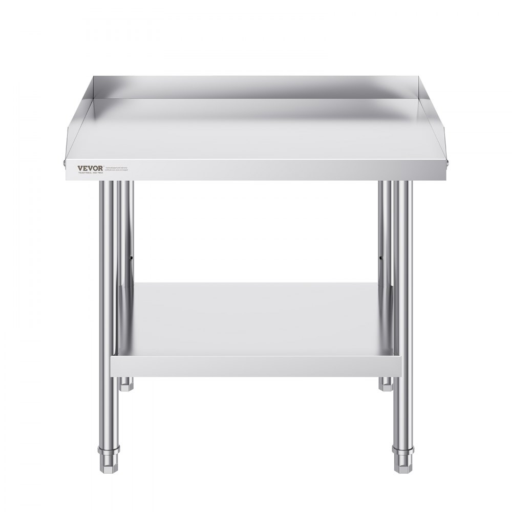 VEVOR Mesa de Trabajo de Acero Inoxidable Mesa de Trabajo Comercial para Preparación de Alimentos Protector contra Salpicaduras de 3 Lados 610 x 711 x 660 mm Altura Ajustable para Restaurantes