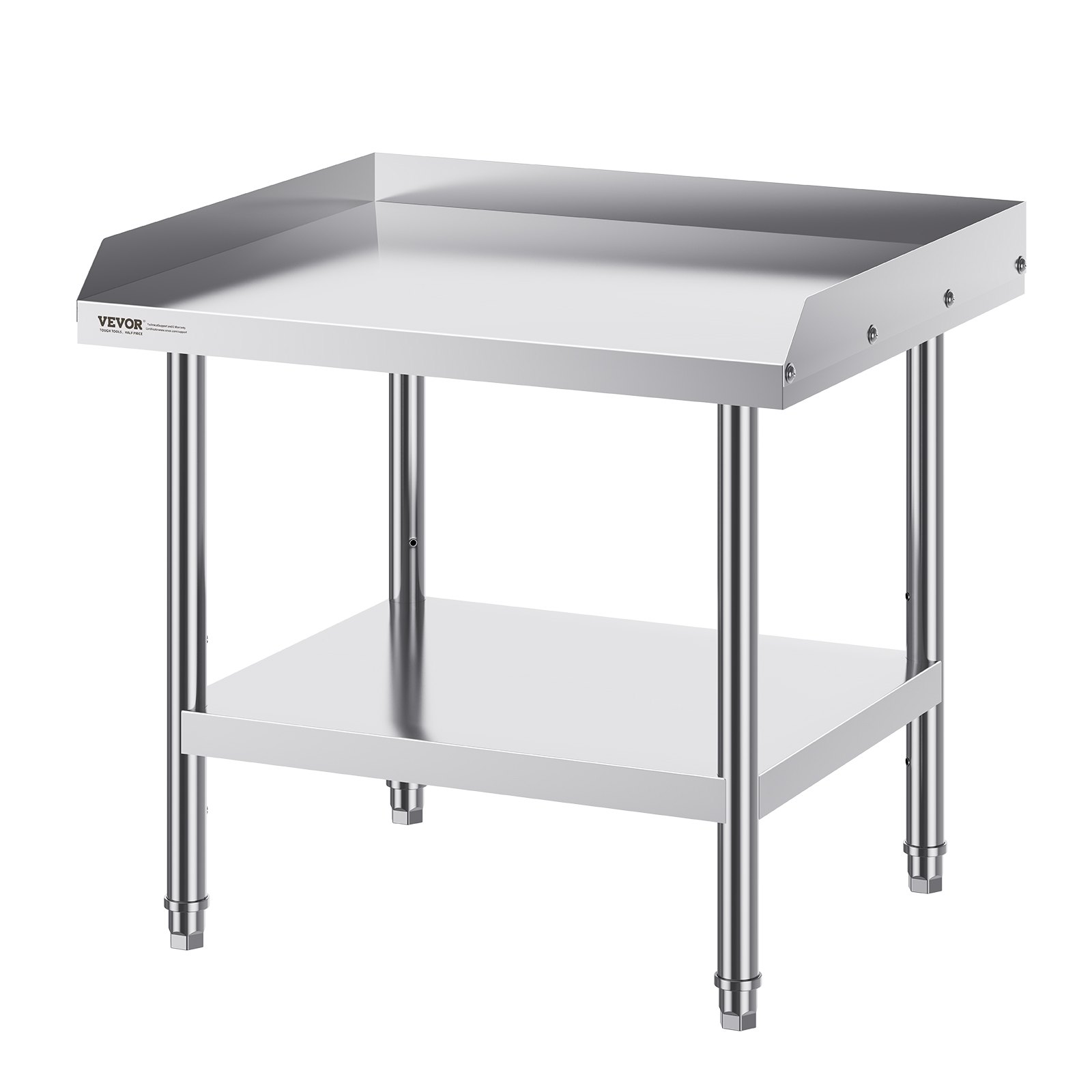 VEVOR Mesa de Trabajo de Acero Inoxidable Mesa de Trabajo Comercial para Preparación de Alimentos Protector contra Salpicaduras de 3 Lados 610 x 711 x 660 mm Altura Ajustable para Restaurantes