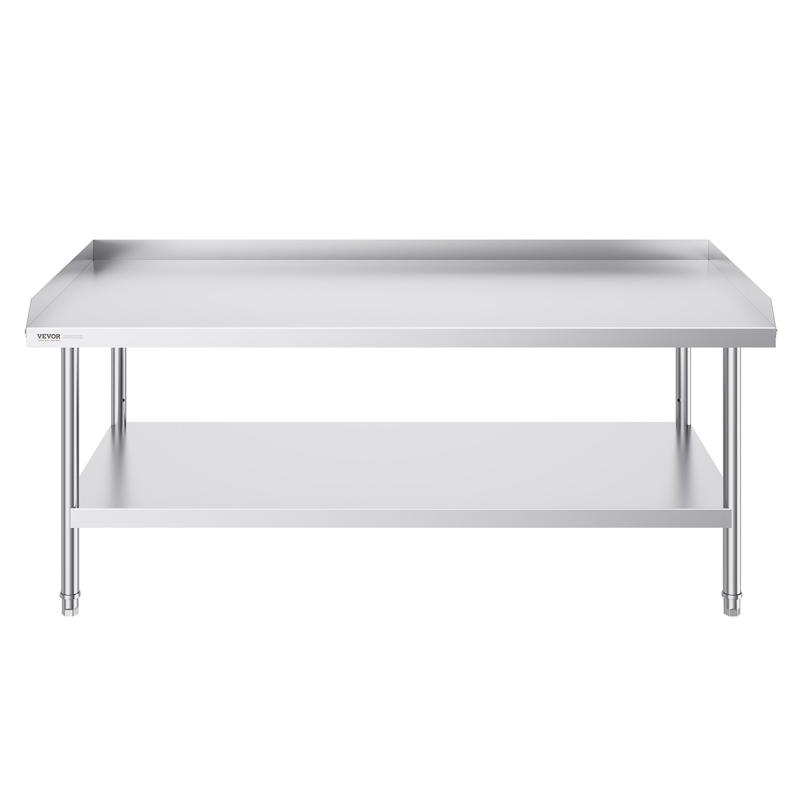VEVOR Mesa de Trabajo de Acero Inoxidable Mesa de Trabajo Comercial para Preparación de Alimentos Protector contra Salpicaduras de 3 Lados 762 x 1524 x 660 mm Altura Ajustable para Restaurantes