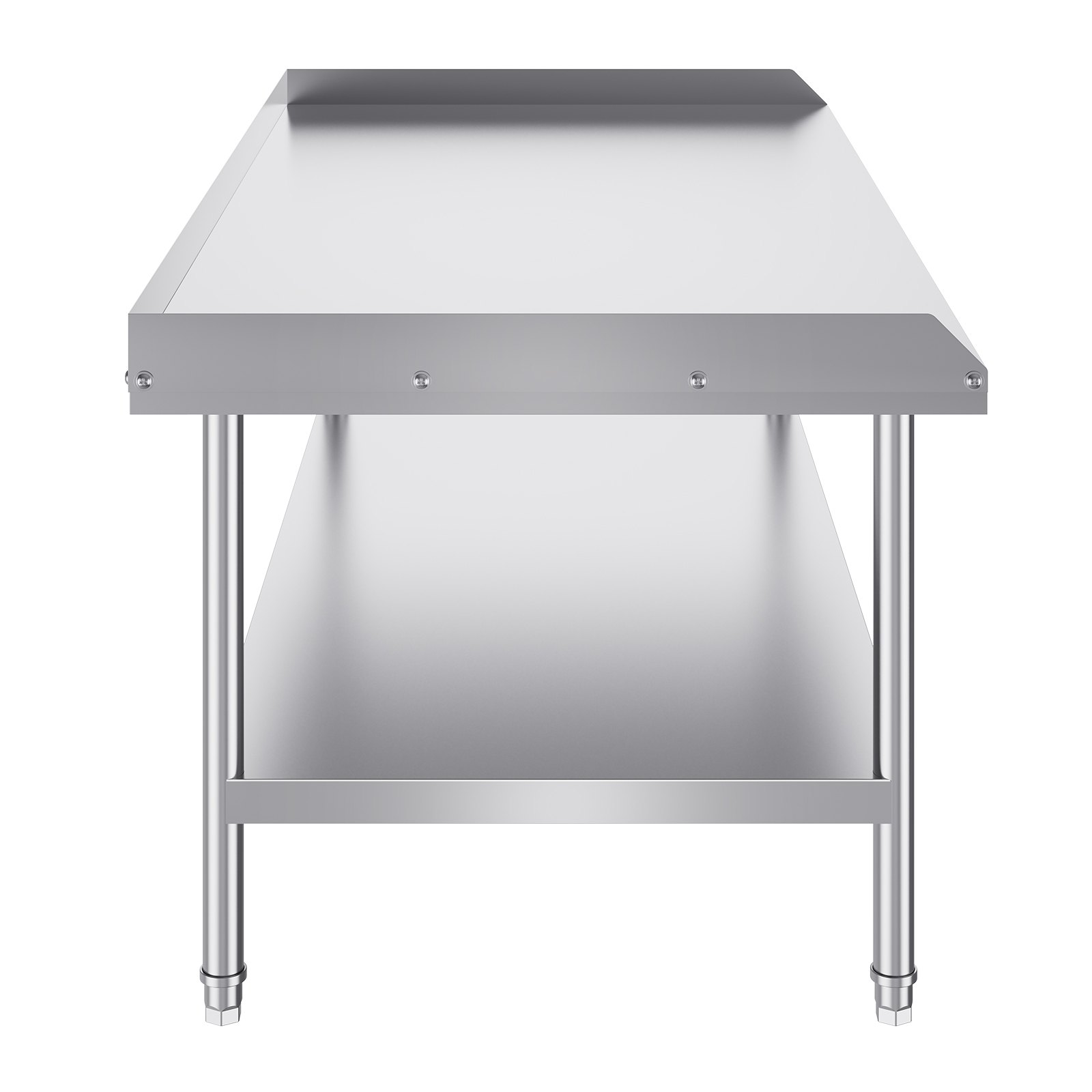 VEVOR Mesa de Trabajo de Acero Inoxidable Mesa de Trabajo Comercial para Preparación de Alimentos Protector contra Salpicaduras de 3 Lados 762 x 1524 x 660 mm Altura Ajustable para Restaurantes