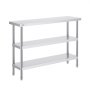 VEVOR Stainless Steel Food Preparation Table, 356 x 1219 x 864 mm Commercial Kitchen Work Table, with 2 Adjustable Under-Shelf Units, Preparation Table for Grill, Kitchen, Home and Garage