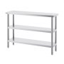 VEVOR Stainless Steel Food Preparation Table, 356 x 1219 x 864 mm Commercial Kitchen Work Table, with 2 Adjustable Under-Shelf Units, Preparation Table for Grill, Kitchen, Home and Garage