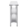 VEVOR Stainless Steel Food Preparation Table, 356 x 1219 x 864 mm Commercial Kitchen Work Table, with 2 Adjustable Under-Shelf Units, Preparation Table for Grill, Kitchen, Home and Garage