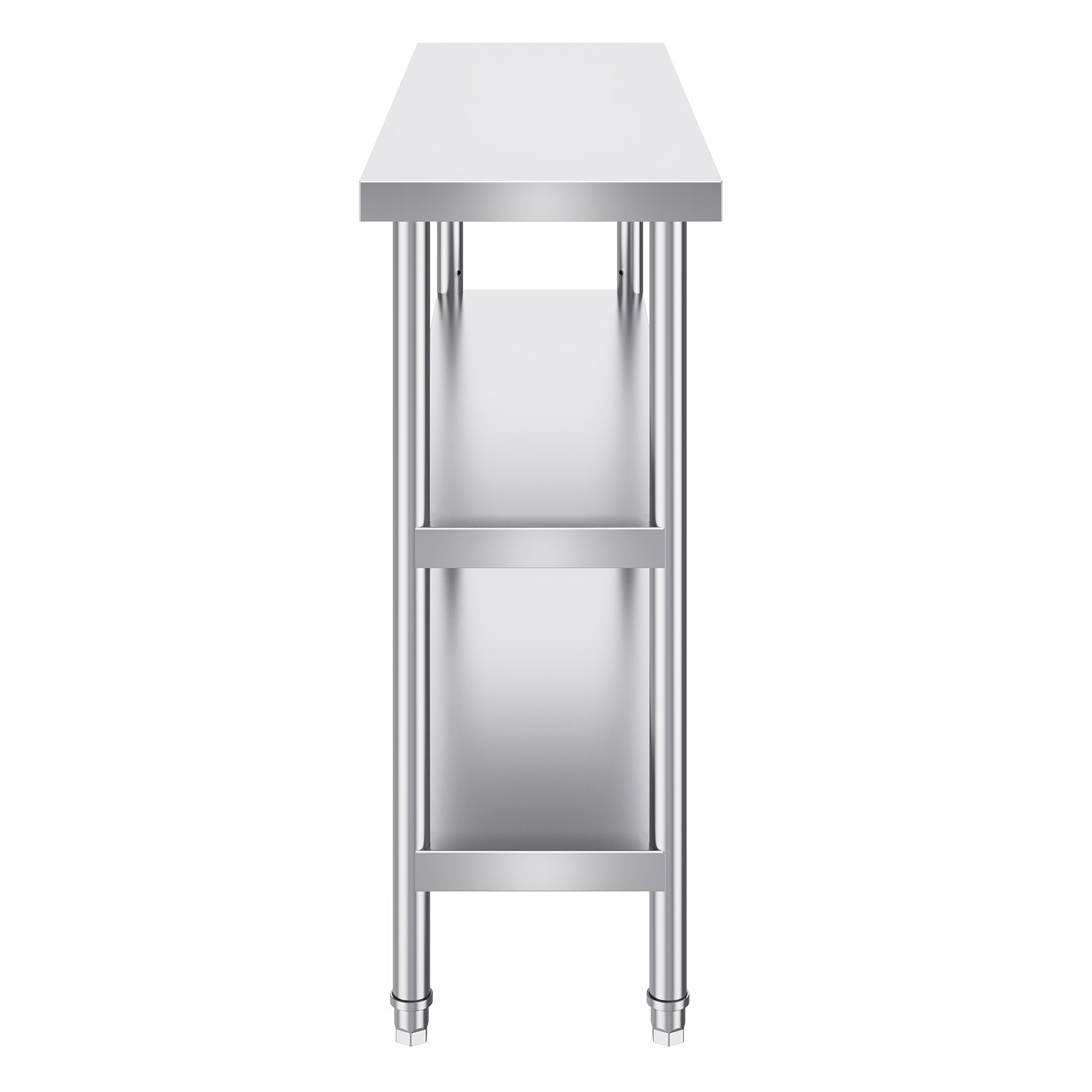VEVOR Stainless Steel Food Preparation Table, 356 x 1219 x 864 mm Commercial Kitchen Work Table, with 2 Adjustable Under-Shelf Units, Preparation Table for Grill, Kitchen, Home and Garage