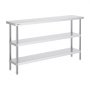VEVOR Stainless Steel Food Preparation Table, Commercial Kitchen Work Table, with 2 Adjustable Under-Shelf Units, Preparation Table for Grill, Kitchen, Home and Garage 356 x 1524 x 864 mm