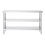 VEVOR Stainless Steel Food Preparation Table, Commercial Kitchen Work Table, with 2 Adjustable Under-Shelf Units, Preparation Table for Grill, Kitchen, Home and Garage 356 x 1524 x 864 mm