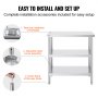 VEVOR Mesa de Preparación de Alimentos 457x914x864 mm Mesa de Trabajo de Cocina Comercial de Acero Inoxidable con 2 Estantes Inferiores Ajustables Mesa de Preparación para Parrilla, Cocina, Hogar