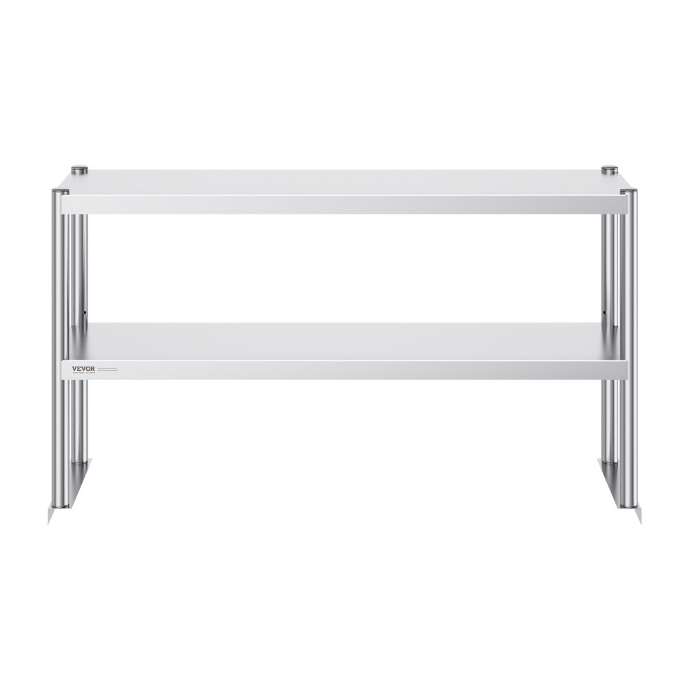 VEVOR Double Overshelf, Double-Tier Stainless Steel Overshelf, 305 x 1219 mm Double-Tier Overshelf, Height-Adjustable Overshelf Preparation Table for Kitchen, Restaurant and Workshop