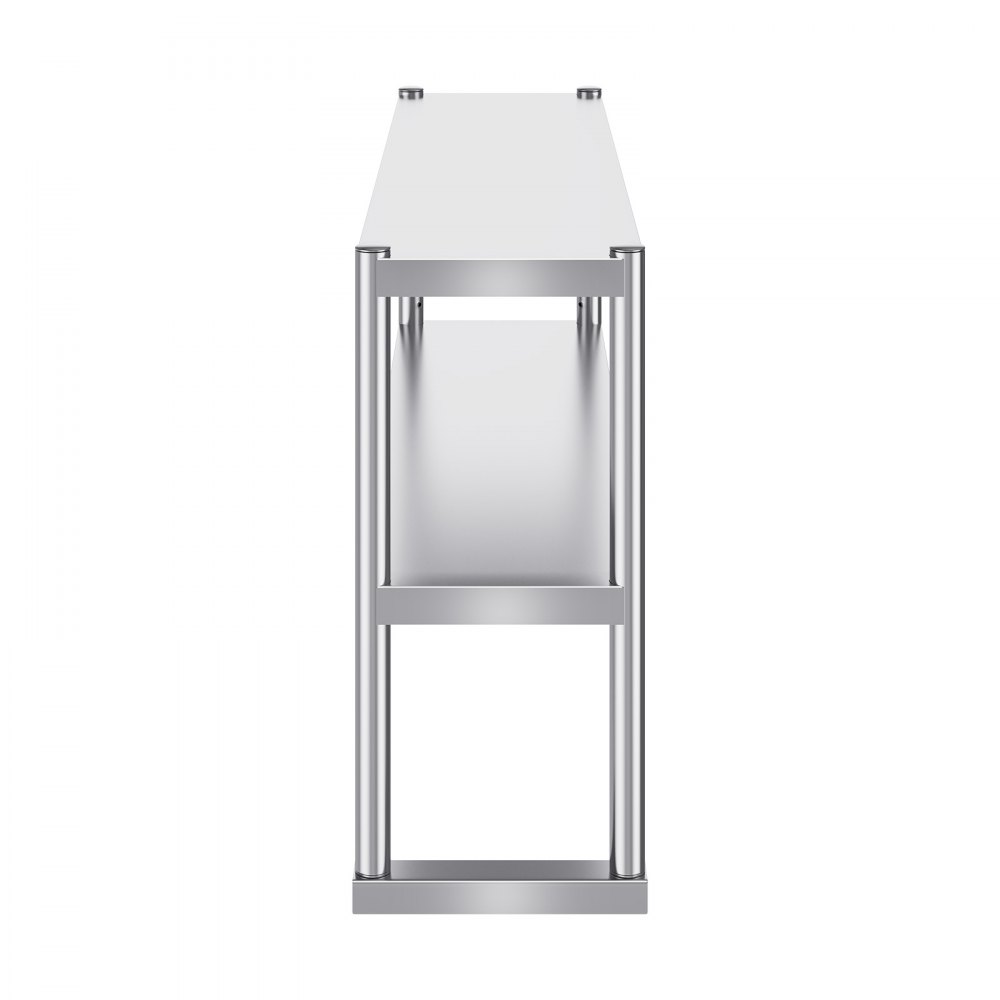 VEVOR Double Overshelf, Double-Tier Stainless Steel Overshelf, 305 x 1219 mm Double-Tier Overshelf, Height-Adjustable Overshelf Preparation Table for Kitchen, Restaurant and Workshop