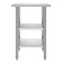 VEVOR Mesa de Preparación de 3 Niveles 121,9 x 61 x 86,4 cm, Mesa de Trabajo de Acero Inoxidable, con Estante Ajustable, Bordes Redondeados, para Restaurantes, Hoteles, Cocinas, Garajes, Exteriores