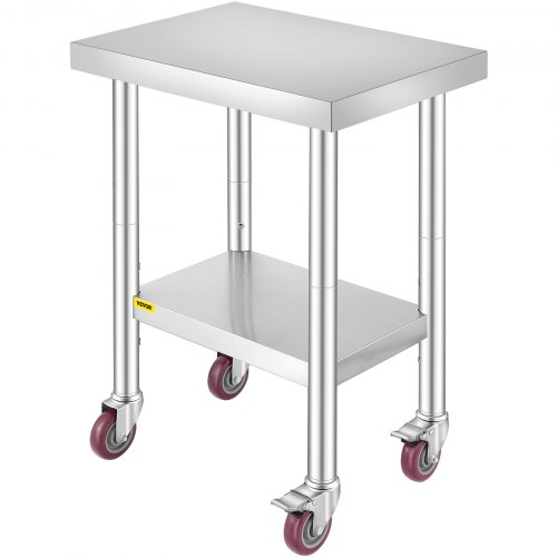 VEVOR Mesa De Trabajo Mesa de Preparación de Comida de Acero Inoxidable 61 x 45,7 x 86,4 cm Tabla de Cocina Profesional Carga 100 kg Tabla de Trabajo