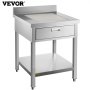 VEVOR Mesa de Trabajo de Acero Inoxidable 76 x 61 x 95 cm Mesa de Preparación Capacidad de 440 lbs Mesa de Cocina Comercial Trabajo con 1 Cajón Tablero de Operación PE para Comerdor, Cocina Comercial