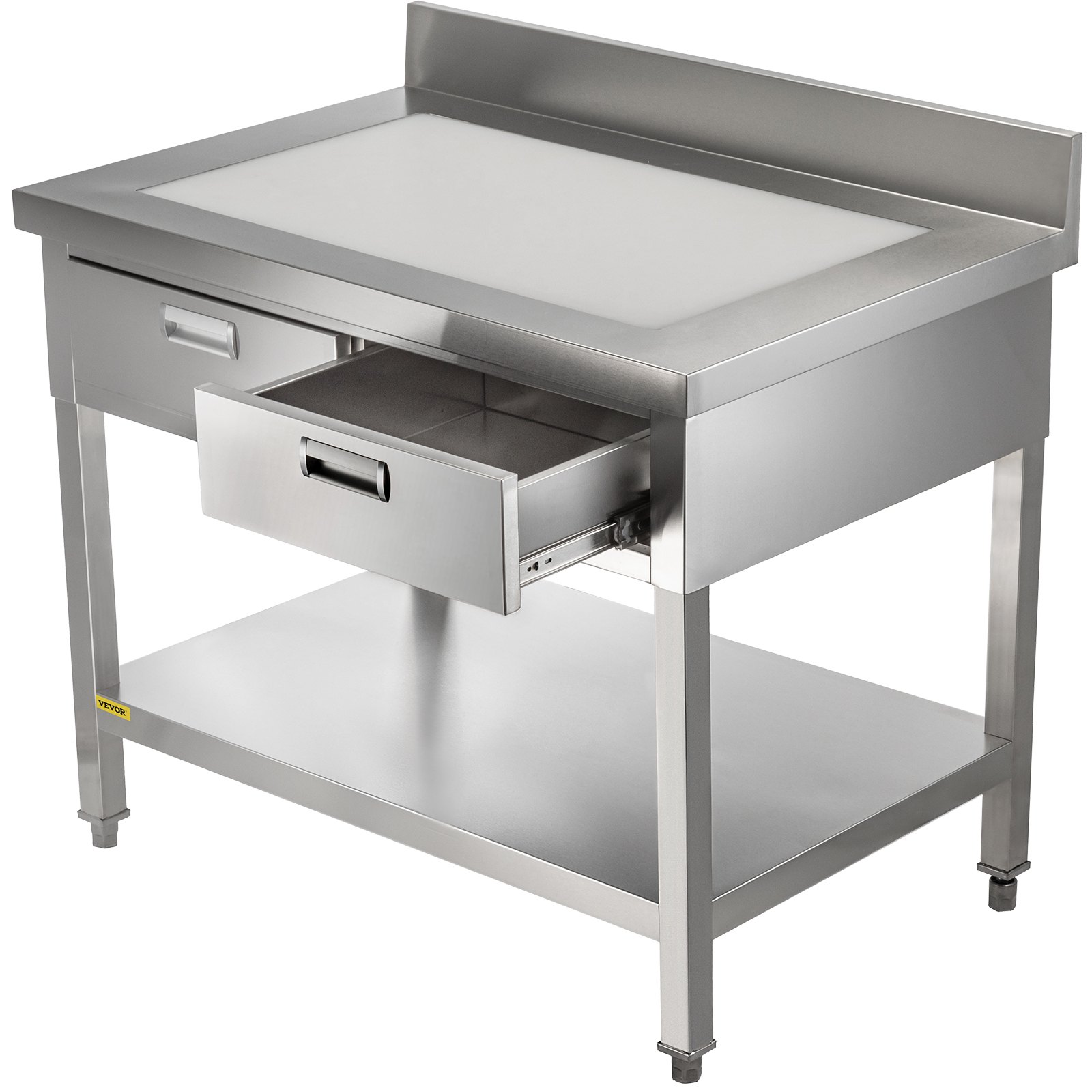 Vevor Mesa De Trabajo Cocina Acero Inoxidable 610 X 1220 X 850 Mm Con 2 Cajones