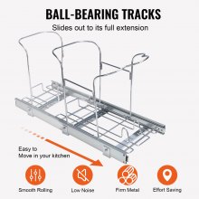 VEVOR Papelera Empotrable Corredera 29 L Colector de Basura sobre Correderas con Asa y Kit de Instalación Carga 50 kg para Armario Muebles Bajos Debajo de Encimera y Fregadero Cocina Restaurante Bar