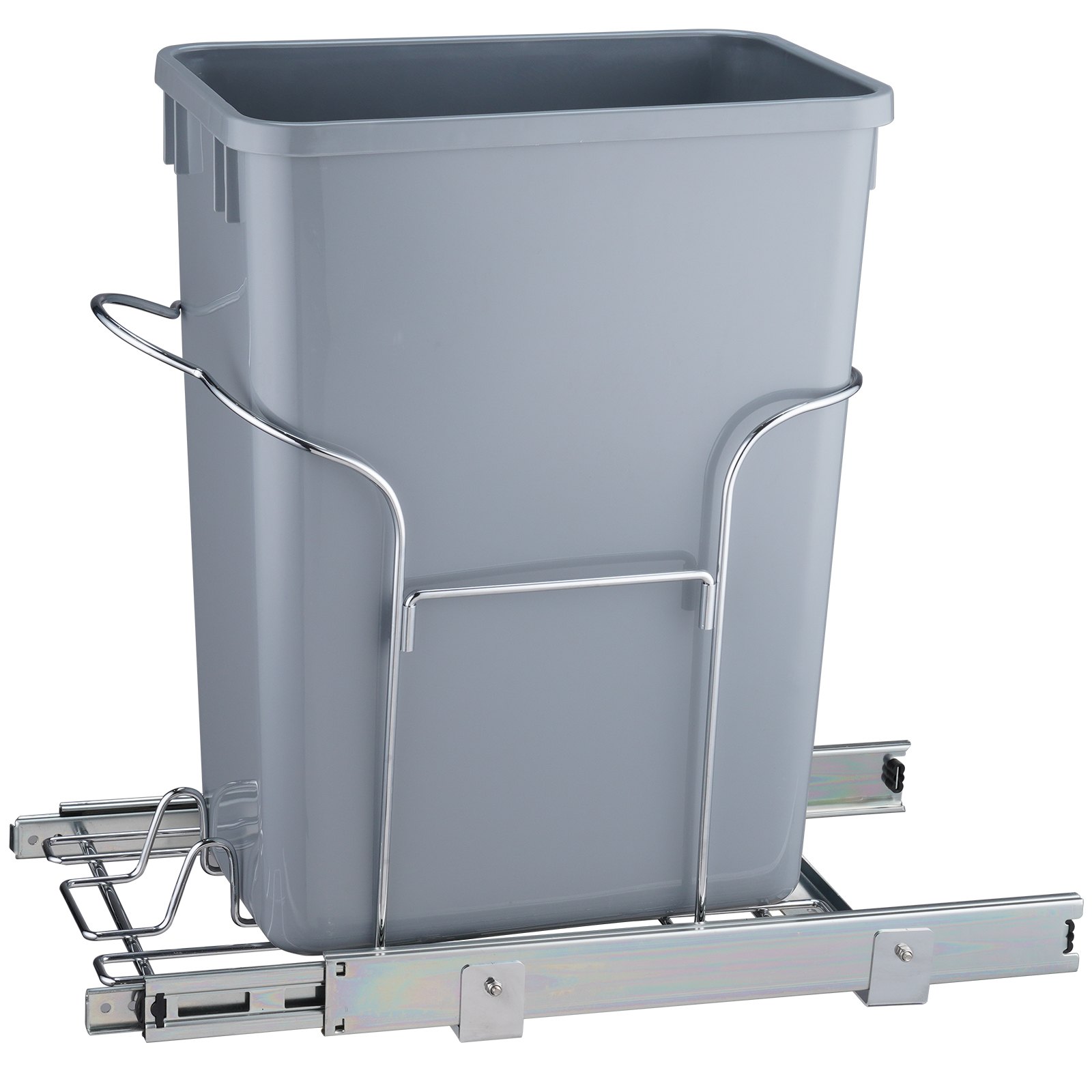VEVOR Bote de basura extraíble, contenedor individual de 29 L, contenedor de residuos de cocina de montaje inferior con tobogán y asa, capacidad de carga de 110 libras, contenedor de reciclaje de basura resistente para gabinete de cocina, fregadero, debajo del mostrador