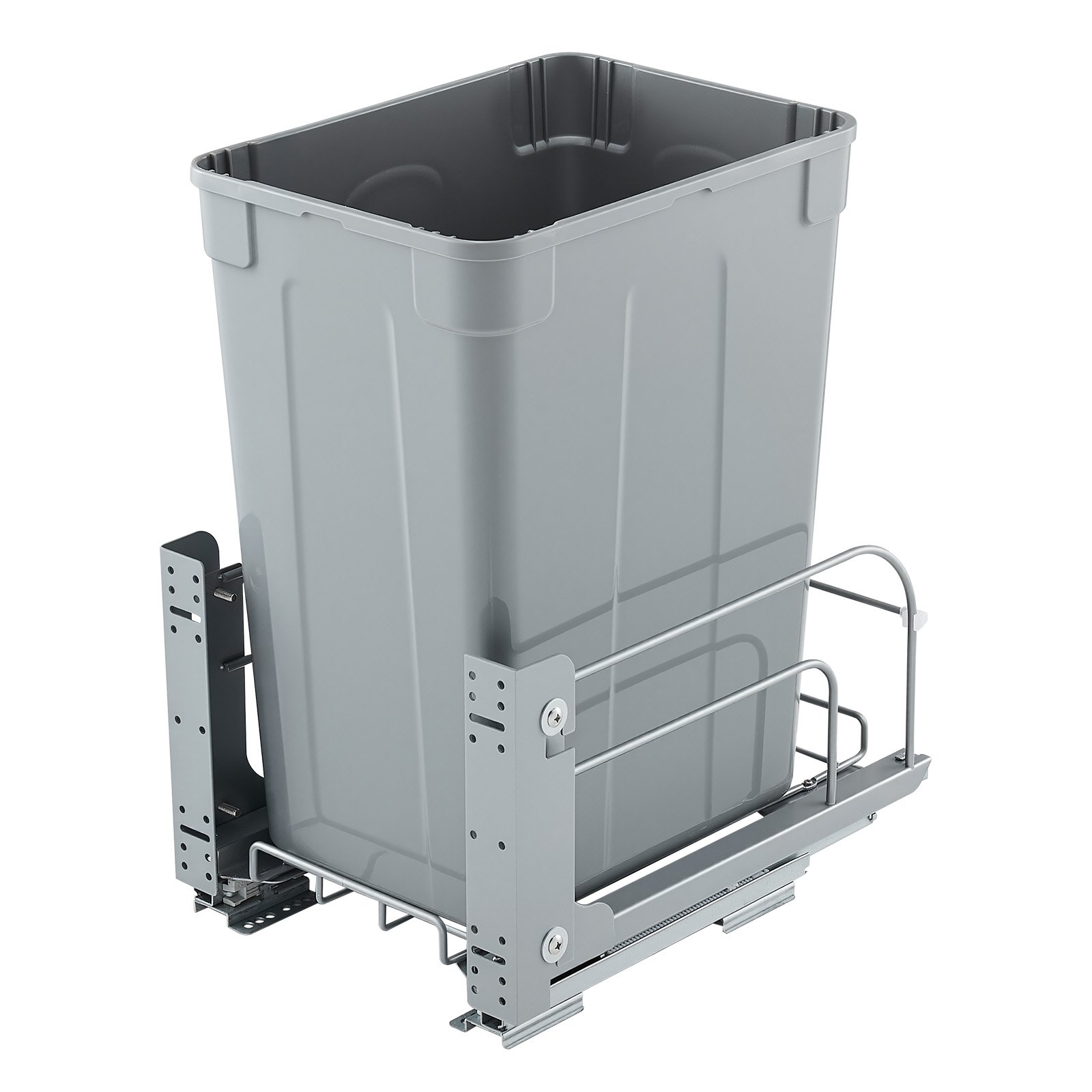 VEVOR Cubo de Basura Extraíble para Armarios de Cocina, Montaje Bajo Encimera, Gris, con Sistema Deslizante de Cierre Suave de Metal y Kit de Puerta, para Fregadero y Encimera, 410 x 277 x 487 mm