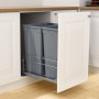 VEVOR Cubo de Basura Extraíble Doble 2 x 43,4 L, para Cocina, Montaje Bajo Encimera, con Puerta Corredera y Cierre Suave, para Armario de Cocina, Fregadero y Encimera, Gris, 560 x 355 x 590 mm