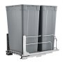 VEVOR Cubo de Basura Extraíble Doble 2 x 43,4 L, para Cocina, Montaje Bajo Encimera, con Puerta Corredera y Cierre Suave, para Armario de Cocina, Fregadero y Encimera, Gris, 560 x 355 x 590 mm