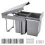 VEVOR Contenedor de Basura Extraíble Doble 20+10+10 L para Cocina bajo Armario
